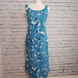 j. Jill Turquoise and White Floral Print Sundress